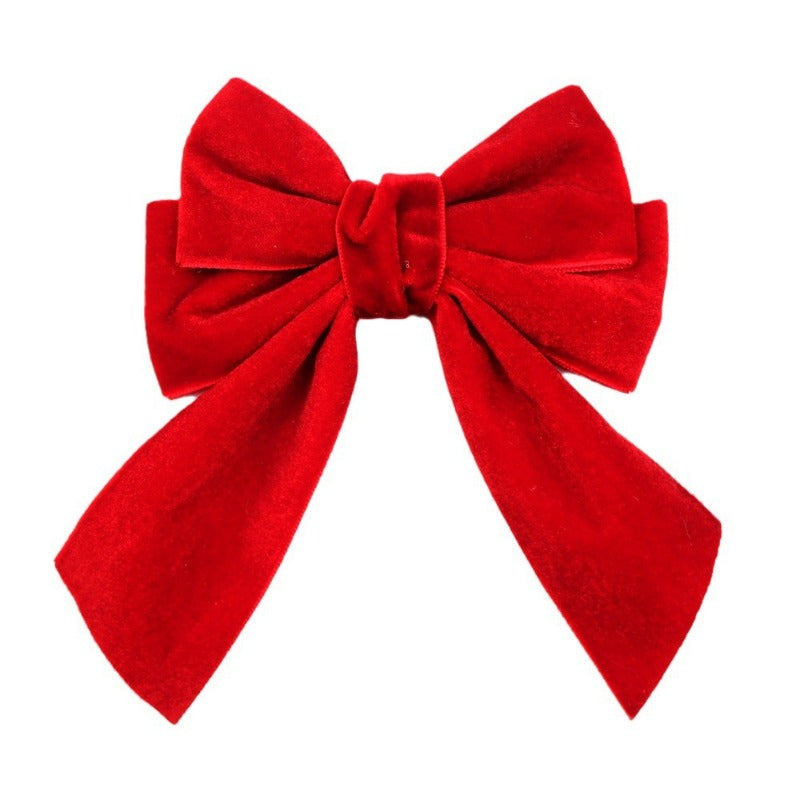 Wholesale 5pcs A-grade Velvet Christmas Velvet Ribbon Bow Sweet Hair Clip